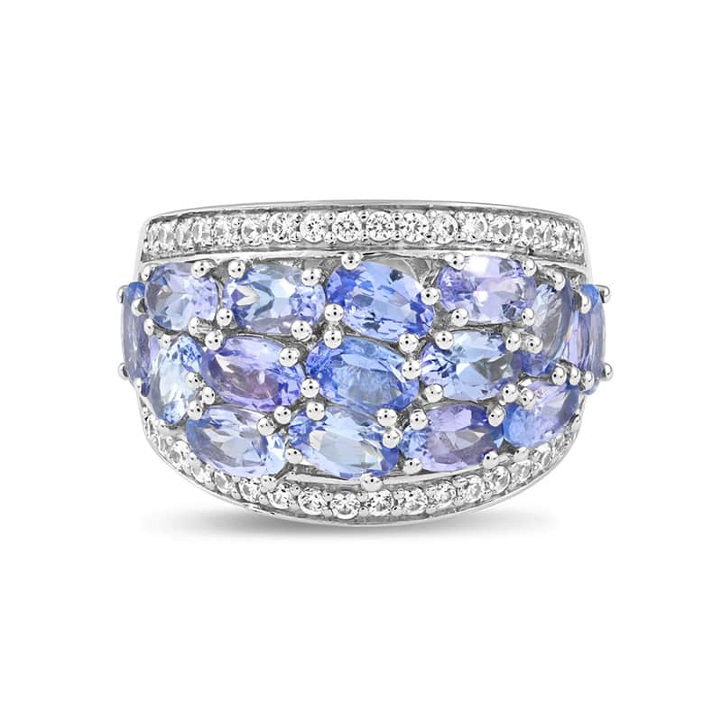 Sterling Silver Tanzanite & White Zircon Ring